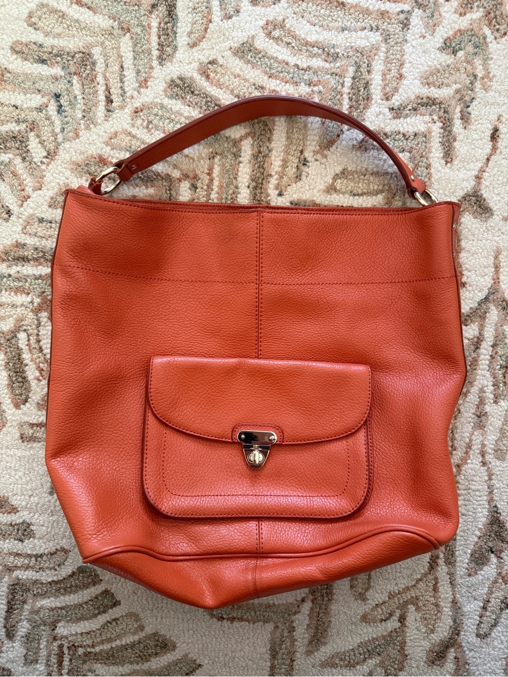 Banana Republic Genuine Leather Large Hobo Shoulder Bag in Orange